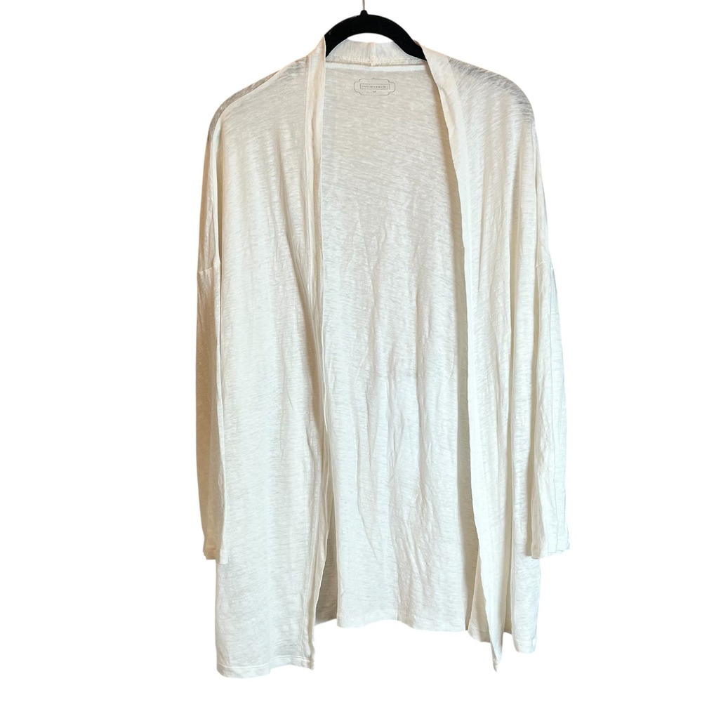 Intimissimi Womens White 100% Linen Open Front Cardigan Sweater Size M Neutral
